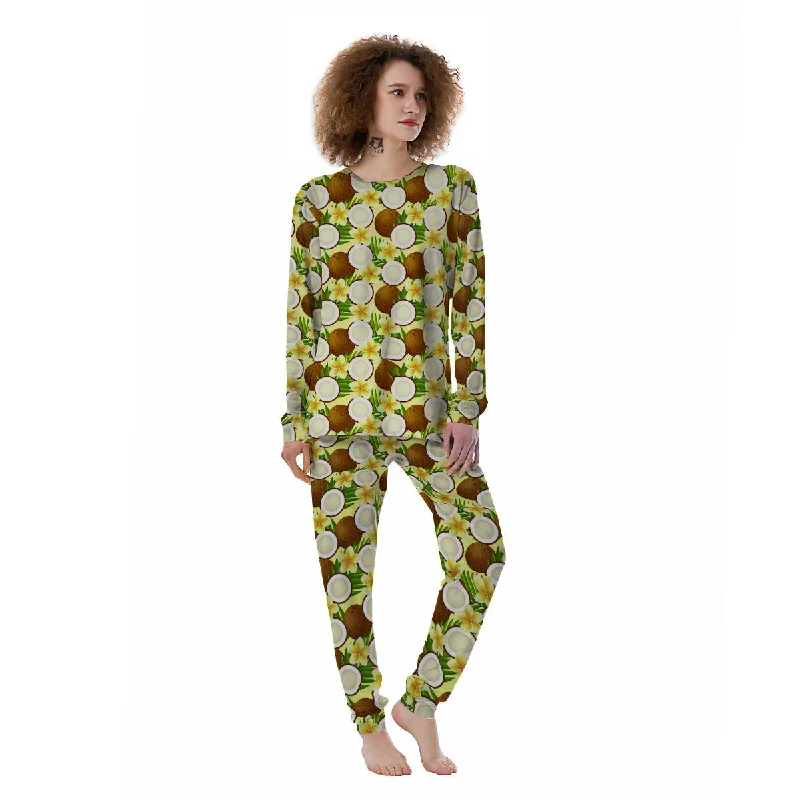 Coconut Beige Print Pattern Women's Pajamas Baby pajama sets