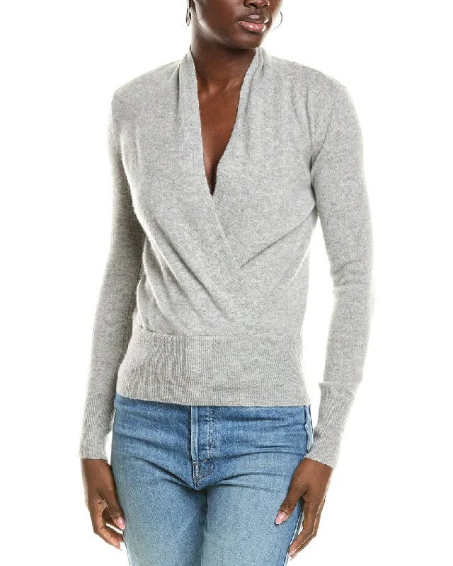 Sofiacashmere Modern Faux Wrap Cashmere Sweater Edgy sweaters