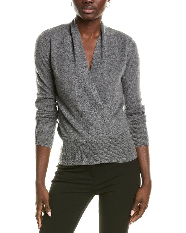 Sofiacashmere Modern Faux Wrap Cashmere Sweater Zip-up sweaters