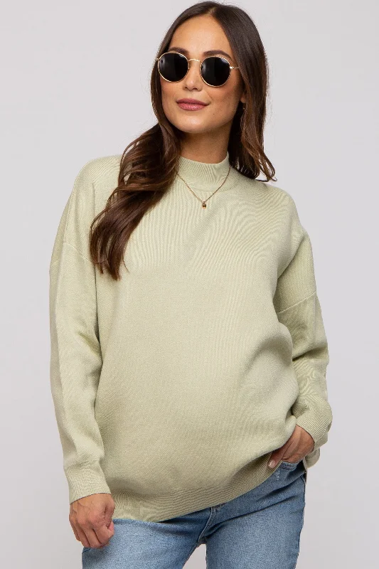 Light Olive Mock Neck Maternity Sweater Holiday sweaters