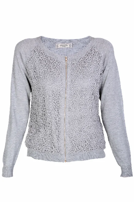 ARIADNA Grey Lace Cardigan Sporty sweaters