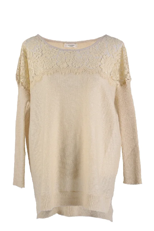 OMBELINE Beige Loose Blouse Cheap sweaters