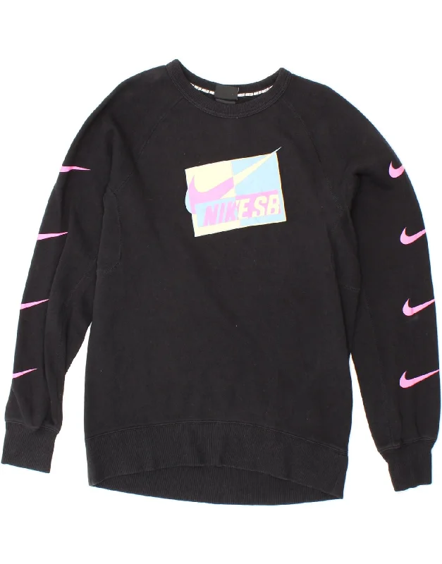 NIKE Womens Nike SB Graphic Sweatshirt Jumper UK 10 Small Black Cotton Classic sweaters