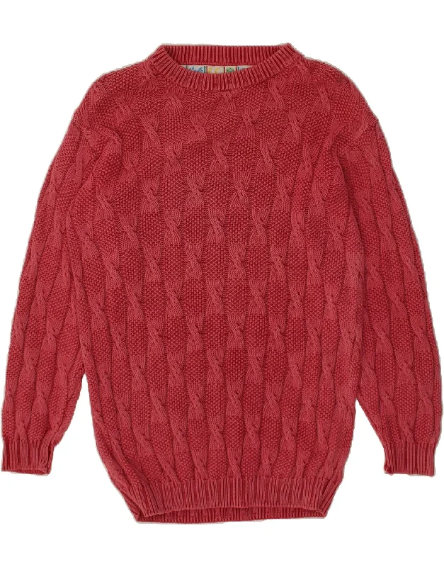 VINTAGE Womens Longline Boat Neck Jumper Sweater EU 50 3XL Red Wool Knitted sweaters