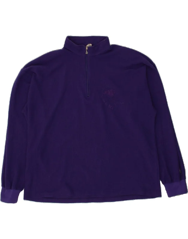 VINTAGE Womens Zip Neck Fleece Jumper UK 22 3XL Purple Polyester Adidas sweaters