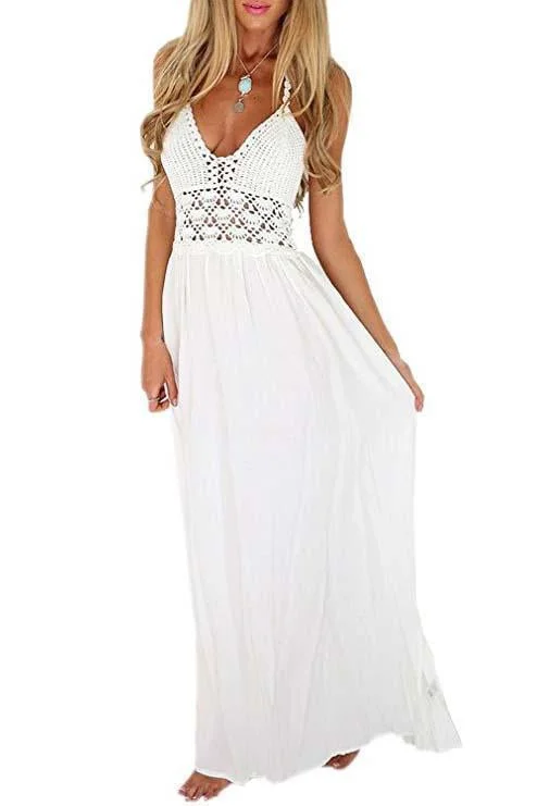 A line Chiffon V Neck Beach Wedding Dresses Backless Ivory Wedding Gowns Romantic Lace Dress