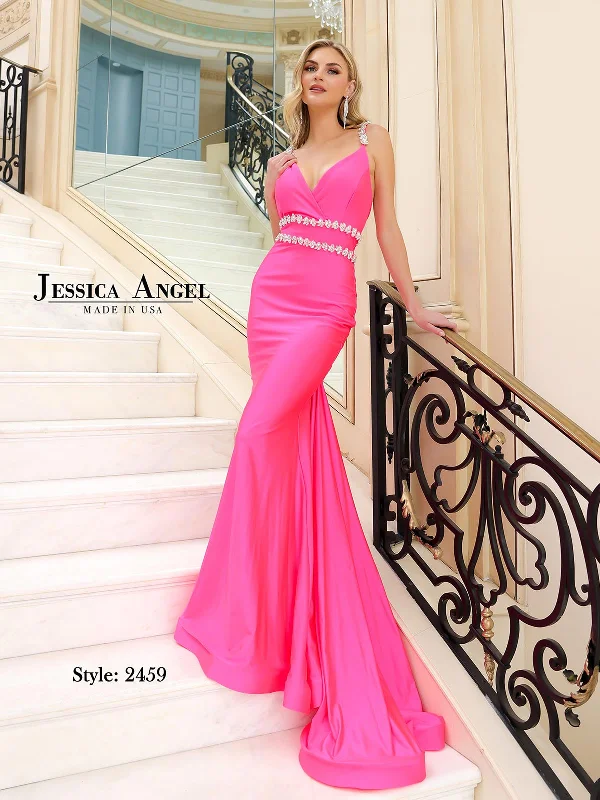 Jessica Angel Style JA2459 Jersey Fiberic Sweetheart Neckline Long Dress Long Sleeve Gown