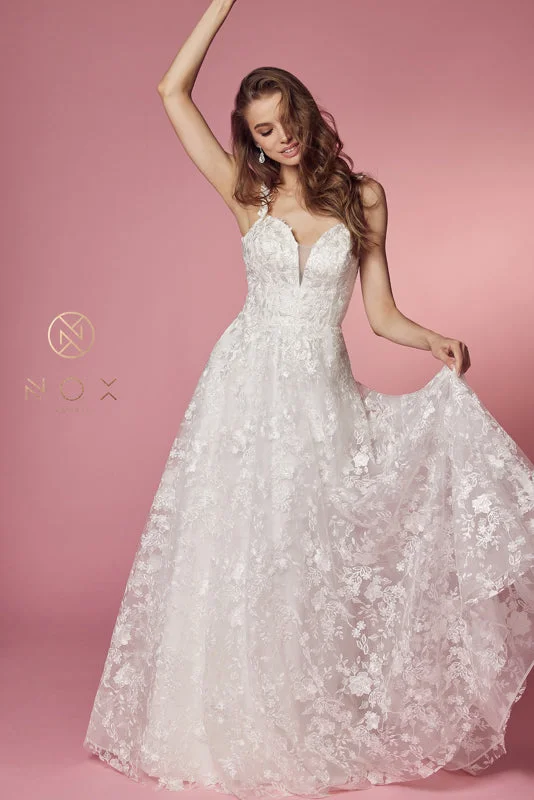 Nox Anabel Bridal: Enchanting Floral Embroidered Gown for Unforgettable Occasions Beaded Bridal Gown