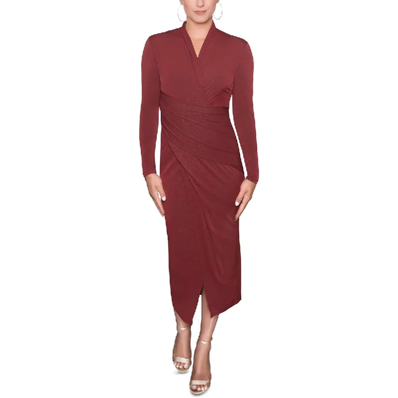 Womens Faux Wrap Maxi Midi Dress Women's trendy midi dresses sale