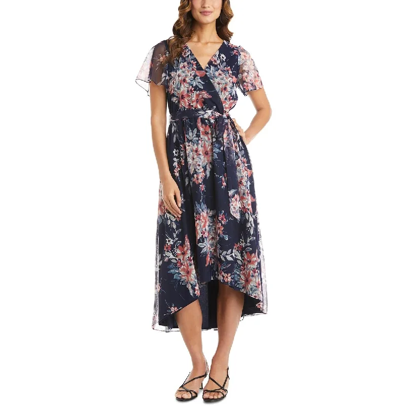 Petites Womens Floral Asymmetric Midi Dress Forever 21 midi dresses