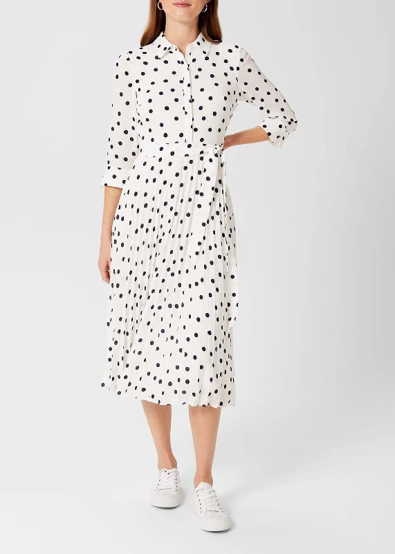 Leona Spot Midi Dress 0122/5459/9045l00 Ivory-Navy Fall midi dresses