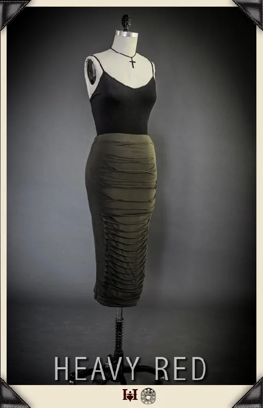 Olive Slashed Skirt Slit unclassified skirts