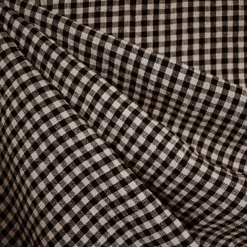 Soft Yarn Dyed Gingham Check Linen Black/Natural Formal unclassified skirts