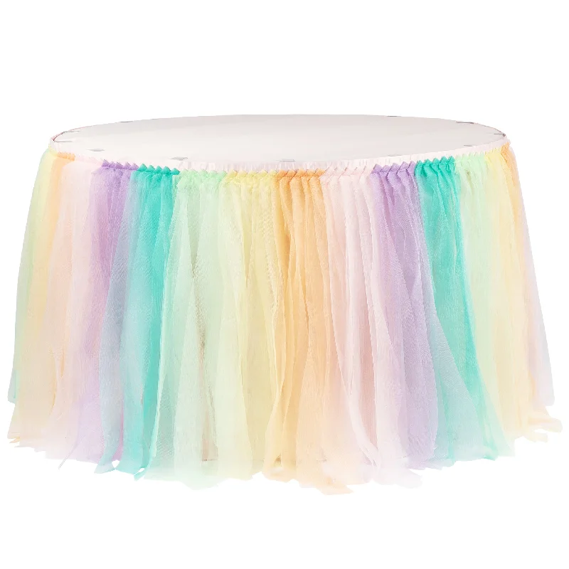 Tulle Tutu 14ft Table Skirt - Pastel Rainbow Elegant unclassified skirts