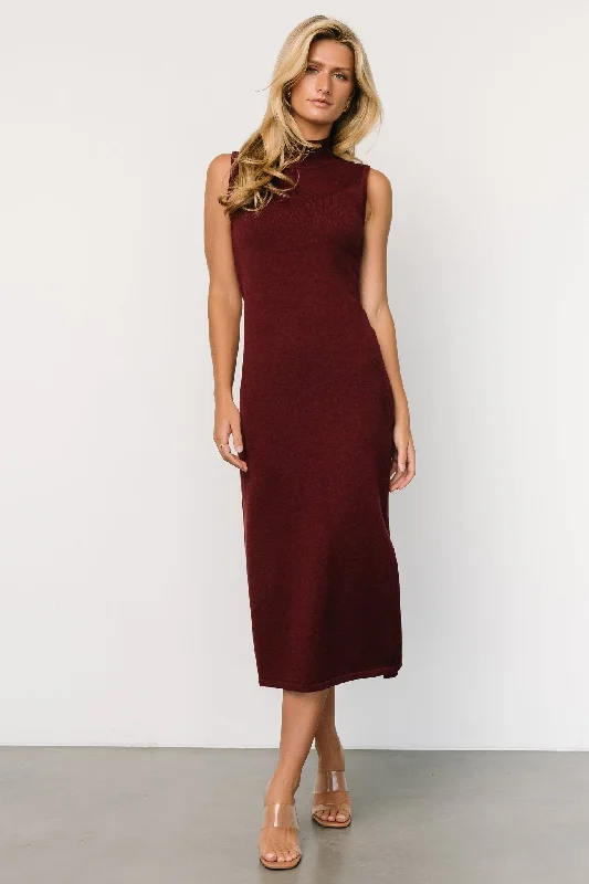 Angelina Mock Neck Tank Dress | Wine Boho Tank Dress