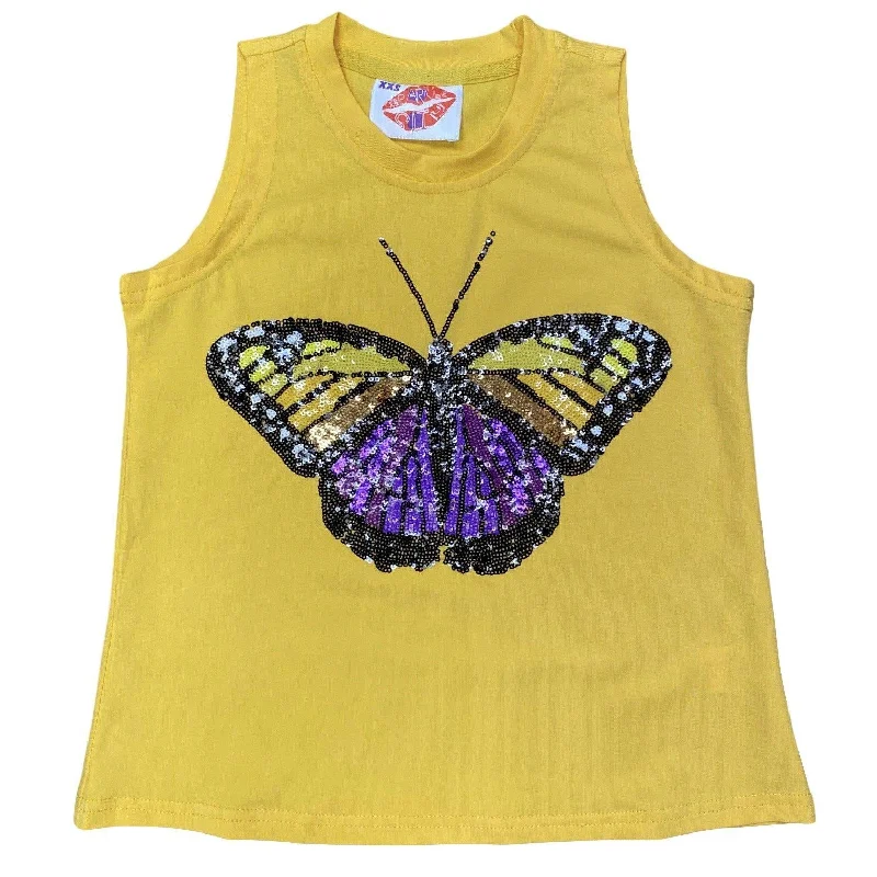 KIDS Purple/Gold Butterfly Tank Soft Tank Dress Trend