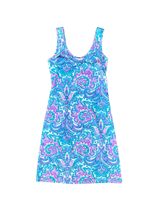 Long Bali Tank Dress Watercolor Paisley Easygoing Tank Dress