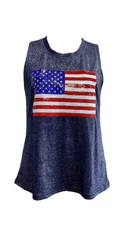 Glitter Flag Tank - Navy Black Tank Dress