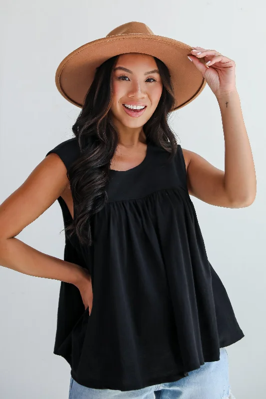 FINAL SALE - Playful Delight Black Babydoll Tank Fitted Tank Dress