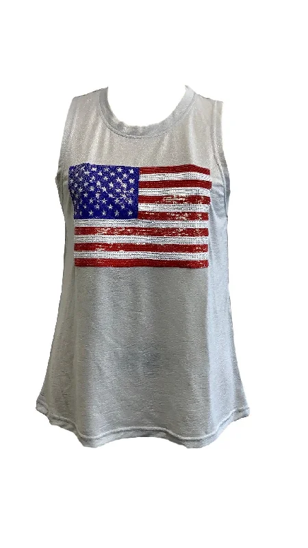 Glitter Flag Tank - Silver Tank Dress Outfit