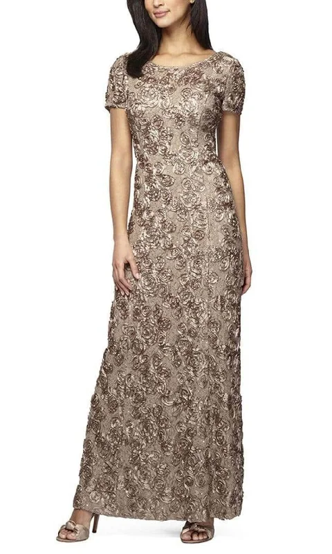 Alex Evenings - 112788 Soutache Lace Sequin Short Sleeve A-Line Gown Halter party dresses