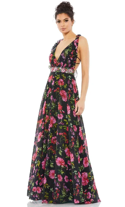 Ieena Duggal 9156 - Printed Floral A-line Flowy Gown Winter party dresses