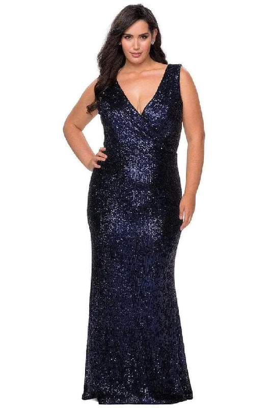 La Femme - Sequined V-Neck Evening Gown 28770SC Cheap party dresses