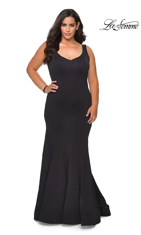 Simple La Femme Long Formal Plus-Size Mermaid Gown Best value party dresses