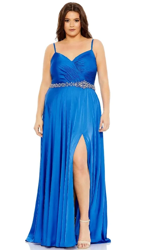 Mac Duggal 49575 - V Neck Charmeuse A-line Gown Minimalist party dresses