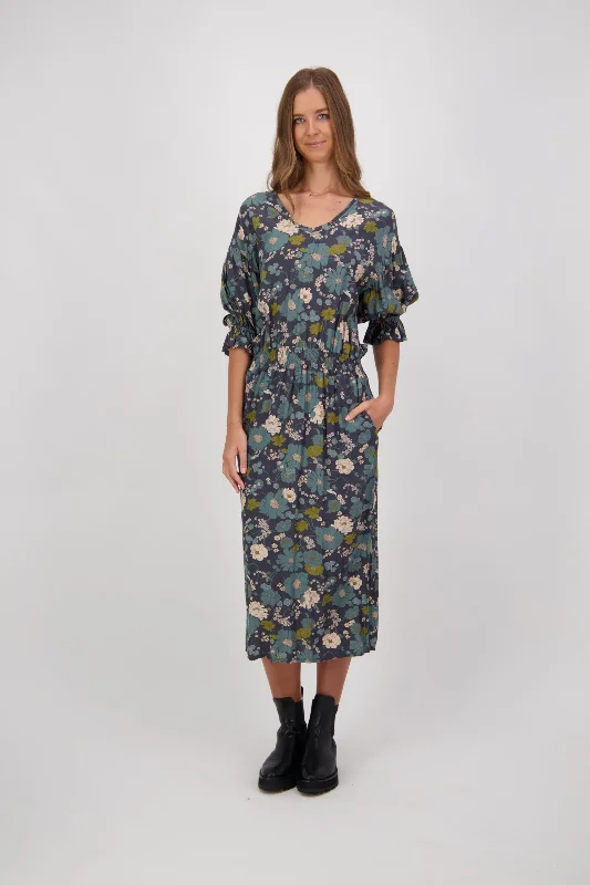 Caitlyn Dress Teal Floral Preppy floral dresses