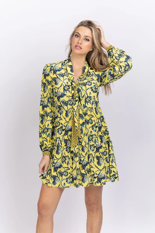 Diane Von Furstenburg Romi Dress in Butterfly Floral Sig Yellow Best floral dresses for outdoor weddings