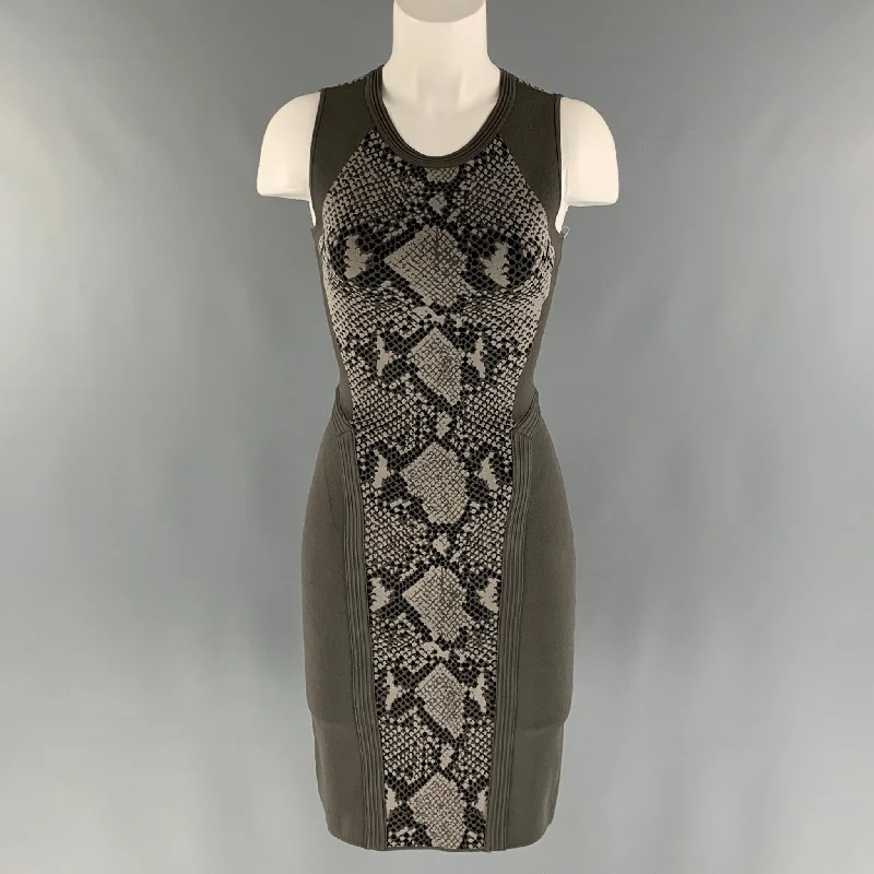 DIANE VON FURSTENBERG Size S Grey Taupe Rayon Blend Snake skin print Dress Comfortable floral dresses for everyday wear