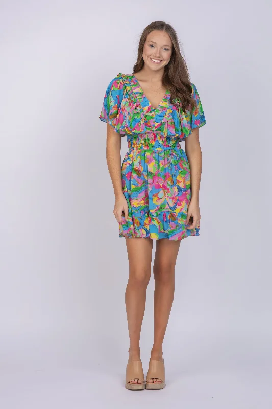 Gilner Farrar Desiree Dress in Brushstroke Floral Best floral dresses for work