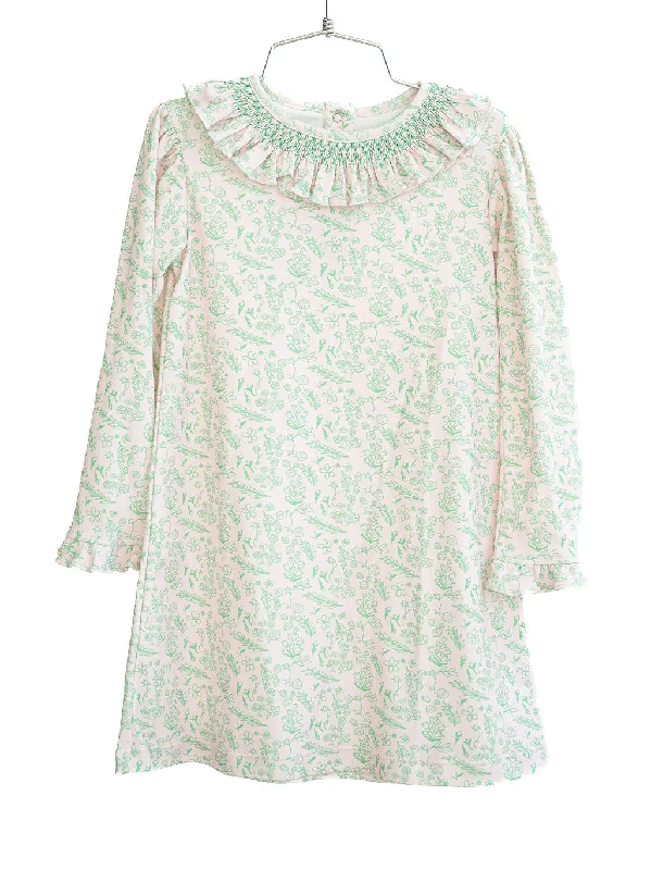 Ruffle Collar Dress - Pink and Green Floral Romantic floral dresses