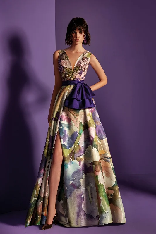 Sleeveless print satin dress Short floral dresses