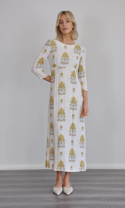 The Tunik Vivienne empire dress - Wallflower Ivory print Chiffon floral dresses