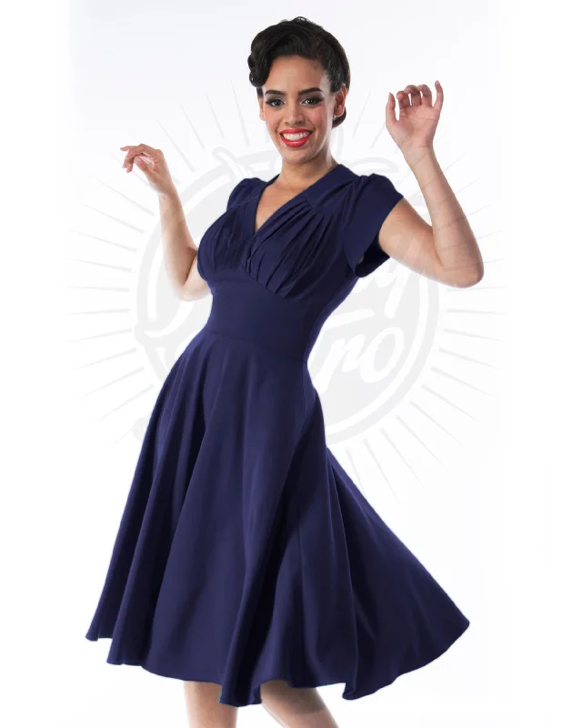 1950s Retro Swing Dress - Navy Lightweight unclassified dresses