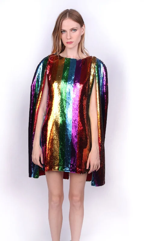 Any Old Iron Rainbow Cape Dress Striped unclassified dresses