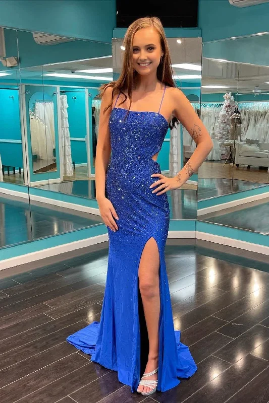 Beading Royal Blue Mermaid Prom Dress with Slit Lounge unclassified dresses