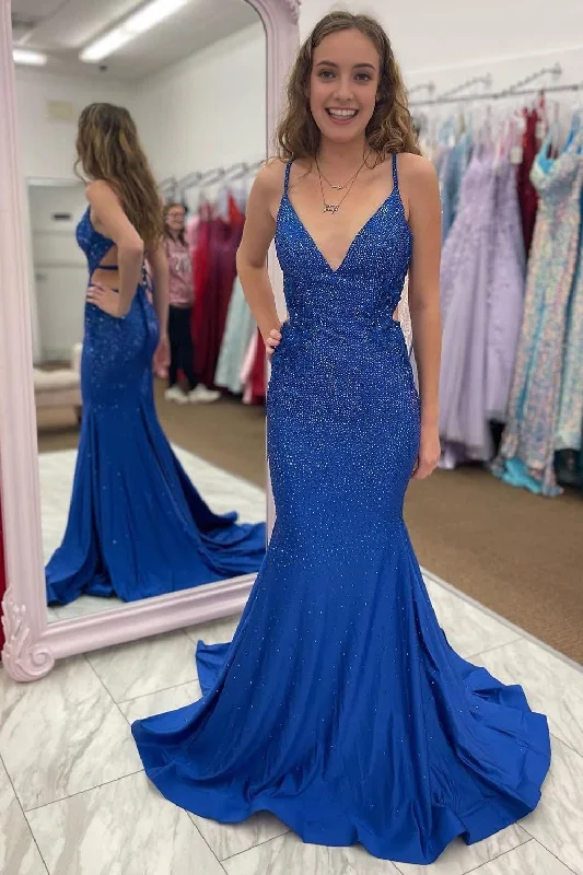 Beading V Neck Mermaid Prom Dress One-shoulder unclassified dresses