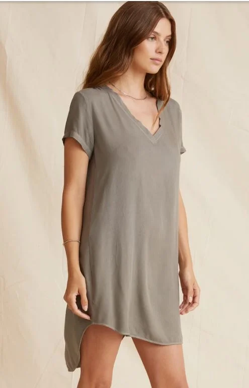 Bella Dahl V-Neck Tee Dress Soft Army Breathable unclassified dresses