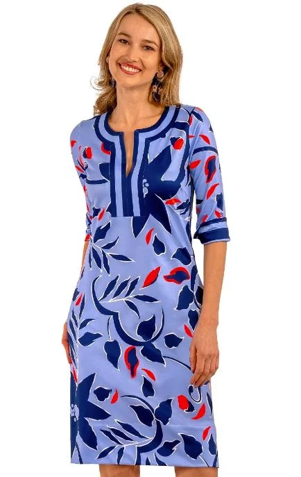 Gretchen Scott Jersey Split Neck Dress - Full Bloom Periwinkle Off-shoulder unclassified dresses