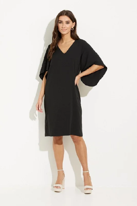 Joseph Ribkoff Draped Sleeves Shift Dress Style 231203 Black Women's unclassified dresses