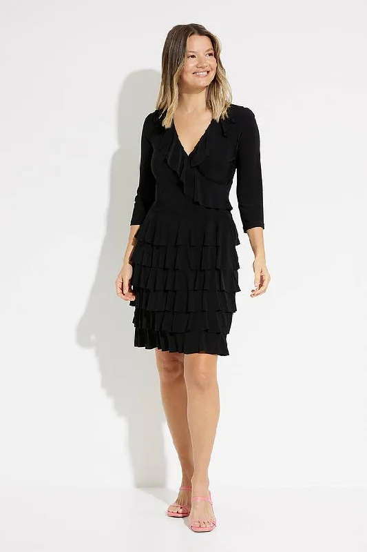 Joseph Ribkoff Ruffled Wrap Dress Style 231081 Black Women's unclassified dresses