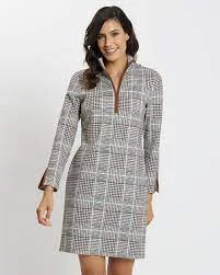 Jude Connally Anna Ponte Knit Dress Glen Plaid Chocolate Minimalist unclassified dresses