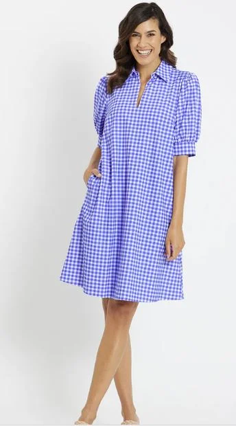 Jude Connally Emerson Dress Lightweight Jude Cloth Gingham Iris Mesh unclassified dresses