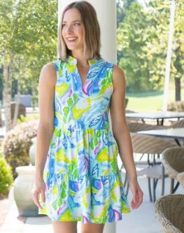 Mary Square Newport Dress Chase the Tide Blue Striped unclassified dresses