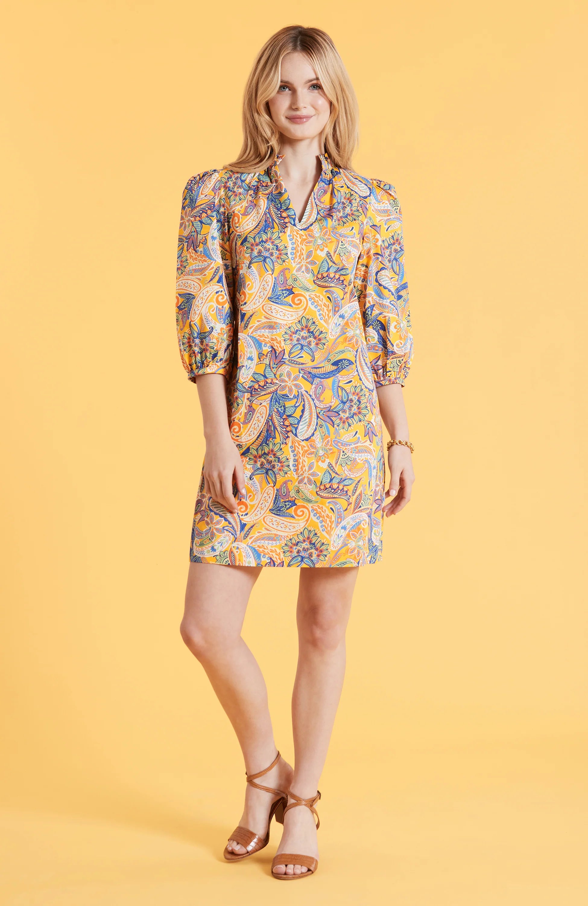 Tyler Boe Sheri Yellow Paisley Dress Multi Office unclassified dresses