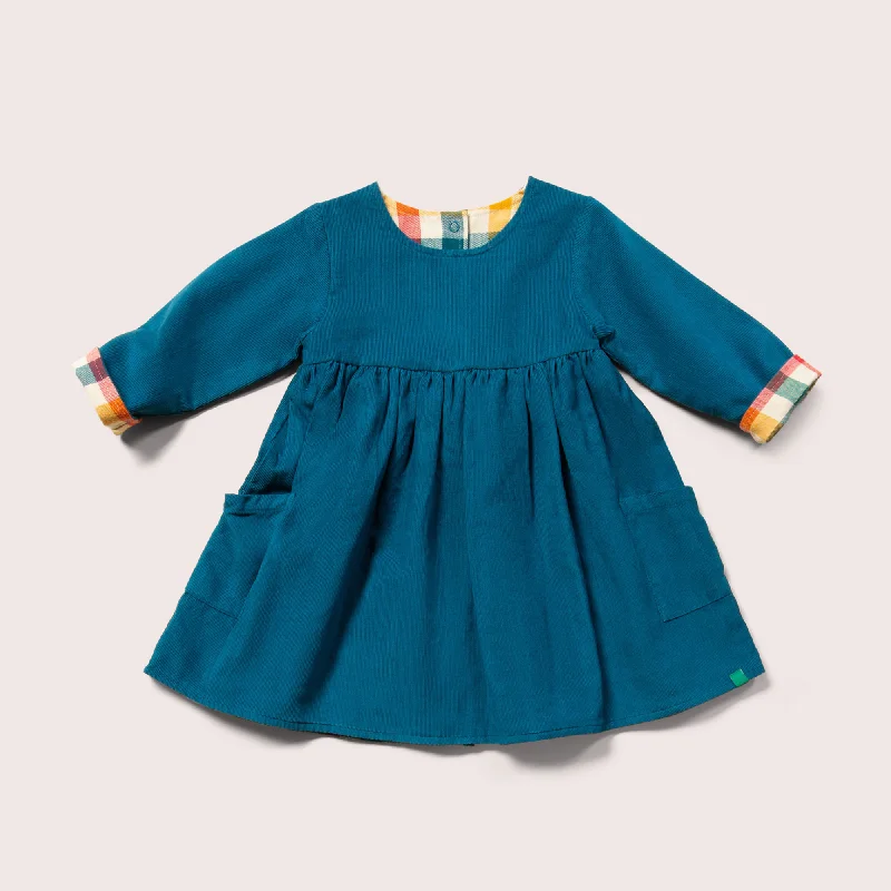 Deep Blue After Day Reversible Corduroy Pocket Dress Trendy new unclassified dresses