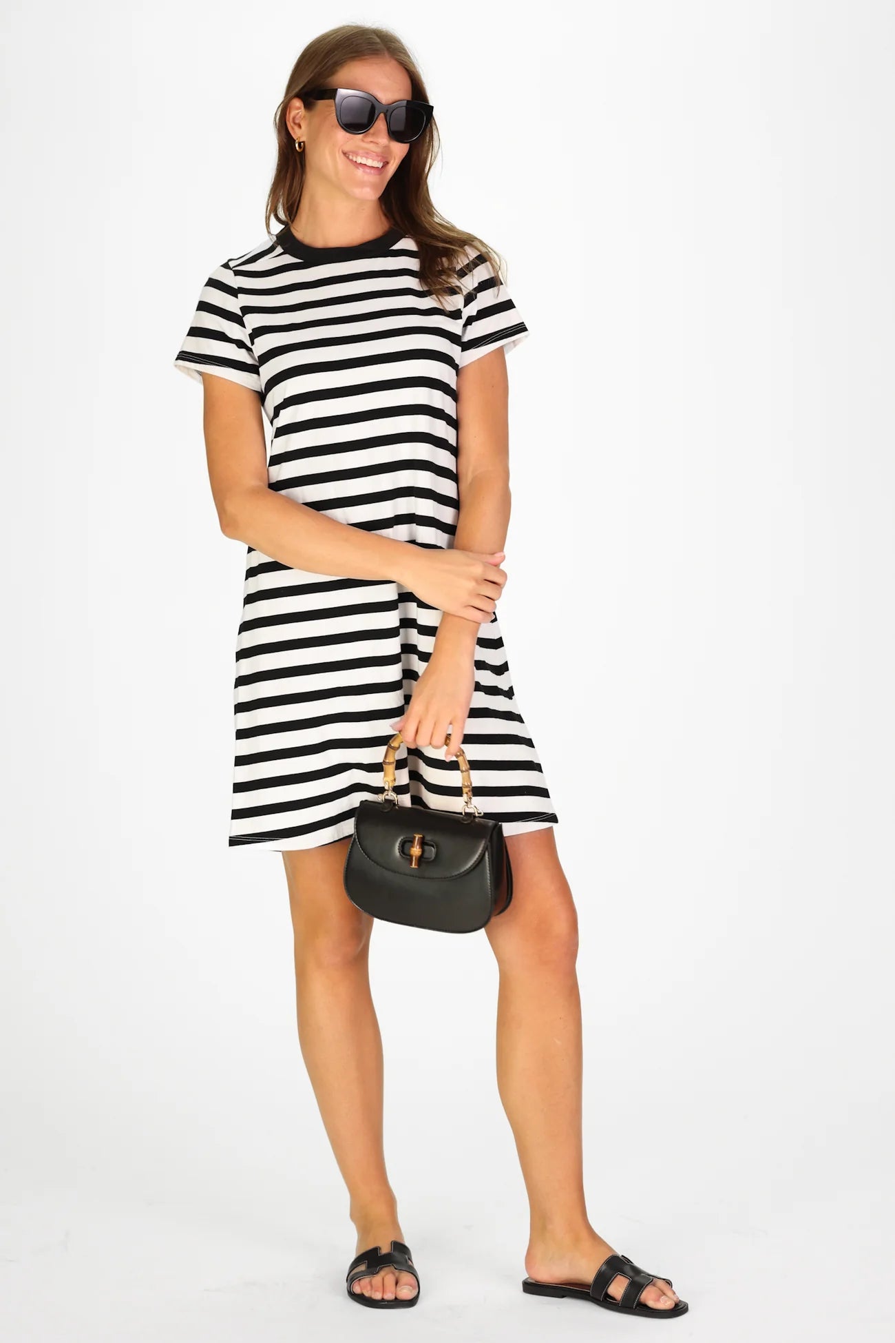 Duffield Lane Tallie Dress Black/White Stripe Date night unclassified dresses